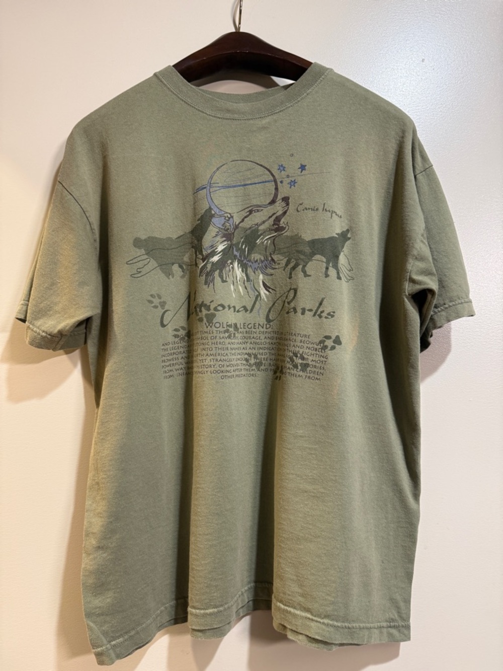 Vintage National Park Gear Graphic Wolf Animal Cotton T Shirt Tee XL